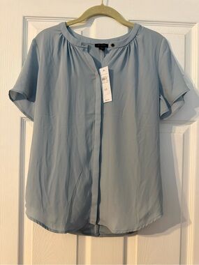 LOFT Light Blue Short Sleeve Blouse